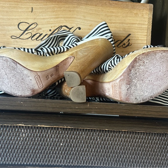 Coach Black and White Zebra Stripe Sandals - Picture 6 of 6